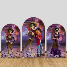 JY316 Coco Hector Miguel Mama Coco Arch Backdrop Cover Elastic Fabric Cartoon Kids Birthday Decoration