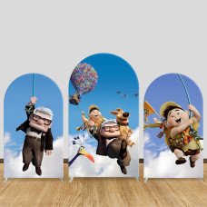 JY317 Up Carl Russell Dug Arch Backdrop Cover Elastic Fabric Adventure Kids Birthday Party Decoration