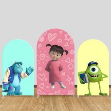 JY319 Monsters Inc Boo Sulley Mike Wazowski Arch Backdrop Cover Elastic Fabric Cartoon Girls Birthday Decoration