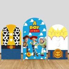 JY321 Toy Story A Boy Story Woody Buzz Jessie Arch Backdrop Cover Elastic Fabric Kids Birthday Baby Shower Decoration