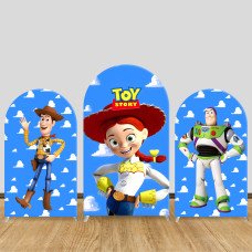 JY323 Toy Story Woody Jessie Buzz Lightyear Arch Backdrop Cover Elastic Fabric Cartoon Kids Birthday Party Decoration