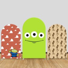 JY324 Toy Story Alien Woody All Over Print Arch Backdrop Cover Elastic Fabric Cartoon Kids Birthday Decoration