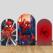 JY325 Spider-Man City Web Arch Backdrop Cover Elastic Fabric Superhero Kids Birthday Party Decoration