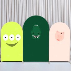 JY326 Toy Story Alien Rex Hamm Arch Backdrop Cover Elastic Fabric Cartoon Kids Birthday Baby Shower Decoration