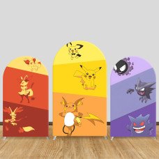 JY328 Pokemon Pikachu Gengar Fennekin Arch Backdrop Cover Elastic Fabric Cartoon Kids Birthday Party Decoration