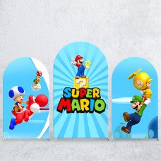 JY332 Super Mario Luigi Yoshi Arch Backdrop Cover Elastic Fabric Cartoon Kids Birthday Party Decoration