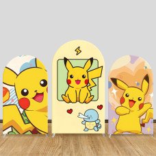 JY333 Pokemon Pikachu Squirtle Arch Backdrop Cover Elastic Fabric Cartoon Kids Birthday Decoration