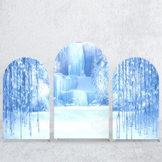 JY340 Winter Ice Frozen Waterfall Arch Backdrop Cover Elastic Fabric Frozen Themed Birthday Wedding Decoration