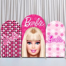 JY353 Barbie Pink All Over Print Arch Backdrop Cover Elastic Fabric Girls Birthday Party Decoration