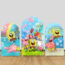JY357 SpongeBob SquarePants All Characters Underwater Arch Backdrop Cover Elastic Fabric Cartoon Kids Birthday Party Decoration