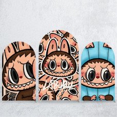 JY359 Labubu All Over Print LABUBU Arch Backdrop Cover Elastic Fabric Trendy Birthday Party Decoration