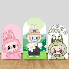 JY359 Labubu Spring Floral Arch Backdrop Cover Elastic Fabric Sweet Girls Birthday Baby Shower Decoration