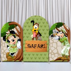 JY363 Mickey Mouse Clubhouse SAFARI Jungle Arch Backdrop Cover Elastic Fabric Cartoon Kids Birthday Party Decoration