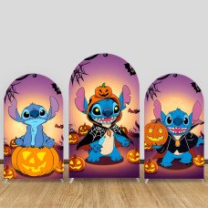 JY379 Stitch Halloween Costume Pumpkin Arch Backdrop Cover Elastic Fabric Cartoon Kids Halloween Party Decoration