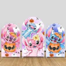JY381 Watercolor Pink Purple Stitch Angel Halloween Arch Backdrop Cover Elastic Fabric Kids Halloween Party Decor