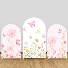 JY382 Spring Floral Butterfly Watercolor Arch Backdrop Cover Elastic Fabric Wedding Bridal Shower Decoration