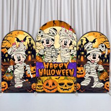 JY386 Mickey Minnie Mummy Costume Happy Halloween Arch Backdrop Cover Elastic Fabric Kids Halloween Decoration