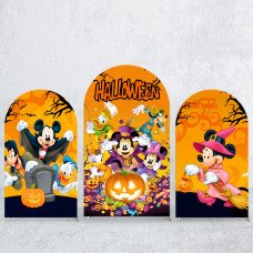 JY387 Mickey Mouse Clubhouse All Characters Halloween Pumpkin Arch Backdrop Cover Elastic Fabric Cartoon Kids Halloween Party Decoration