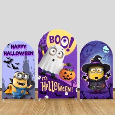 JY394 Minions Halloween BOO! Arch Backdrop Cover Elastic Fabric Kids Halloween Party Decoration