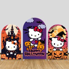 JY399 Hello Kitty Halloween Pumpkin Castle Arch Backdrop Cover Elastic Fabric Kids Halloween Decoration