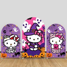 JY400 Hello Kitty Halloween Witch Mummy Arch Backdrop Cover Elastic Fabric Girls Halloween Party Decoration