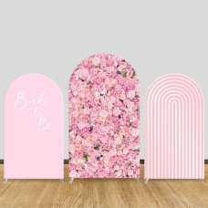 JY447  Bride to Be Arch Backdrop Cover Set, Elastic Fabric Arch Stand Cover for Bridal Shower Wedding, Pink Rose Flower Photo Booth Backdrop for Bachelorette Party Decor