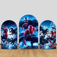 JY453  Spider-Man Venom Arch Backdrop Cover Set, Elastic Fabric Arch Stand Cover for Superhero Birthday Party, Marvel Superhero Photo Booth Backdrop for Wedding Event Decor