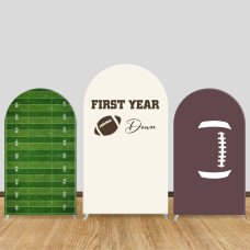 JY454  First Year Down Football Arch Backdrop Cover, Elastic Fabric Arch Backdrop Stand Cover for 1st Birthday Party, Sports Field Photo Backdrop for Baby Shower Decor
