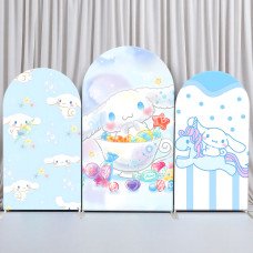 JY459 Candy Blue Cinnamoroll Arch Backdrop Cover, Elastic Fabric Background for Kids & Sweet Themed Party