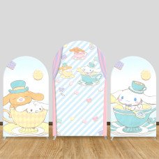 JY459 Tea Party Cinnamoroll & Friends Arch Backdrop Cover, Elastic Fabric Background for Kids & Whimsical Themed Party