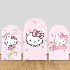 JY463 Dreamy Diamond Hello Kitty Arch Backdrop Cover, Elastic Fabric Background for Kids & Kawaii Themed Party