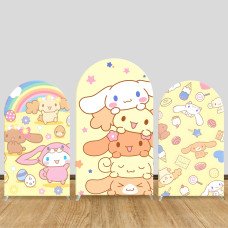 JY469 Cute Cinnamoroll & Friends Arch Backdrop Cover, Elastic Fabric Background for Kids & Sweet Themed Party