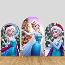 JY489 Frozen Elsa Christmas Arch Backdrop Cover, Elastic Fabric Background for Kids Winter Holiday Party