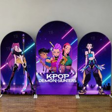 JY4233 K-Pop Demon Hunters Stage Starlight Arch Backdrop Cover, Elastic Fabric Background for Concert Party