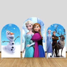 JY502 Frozen Elsa Anna Olaf Arch Backdrop Cover, Elastic Fabric Arch Backdrop for Girls Birthday Party, Baby Shower, Photo Booth Decoration