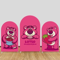 JY528  Lotso Strawberry Bear Arch Backdrop Cover, Elastic Fabric Arch Backdrop for Girls Birthday Party, Photo Booth Decoration