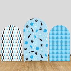 JY529  Boss Baby Boy Elements Arch Backdrop Cover, Elastic Fabric Arch Backdrop for Baby Shower, 1st Birthday Party Decoration