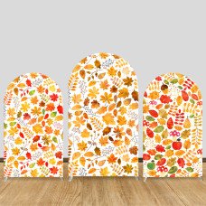 JY533  Autumn Maple Leaves Arch Backdrop Cover, Elastic Fabric Arch Backdrop for Fall Party, Photo Booth Decoration
