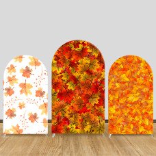 JY533  Watercolor Fall Leaves Arch Backdrop Cover, Elastic Fabric Arch Backdrop for Autumn Party, Thanksgiving Decoration
