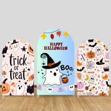 JY536  Trick or Treat Halloween Arch Backdrop Cover, Elastic Fabric Arch Backdrop for Kids Spooky Party Decoration