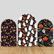 JY538  Cute Witch Ghost Halloween Arch Backdrop Cover, Elastic Fabric Arch Backdrop for Kids Spooky Party Decoration
