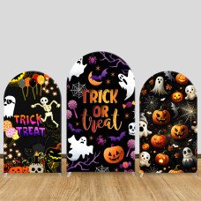 JY538  Trick or Treat Halloween Arch Backdrop Cover, Elastic Fabric Arch Backdrop for Halloween Party, Photo Booth Decoration