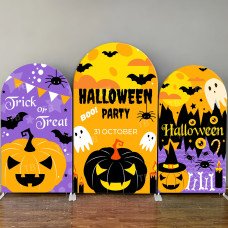 JY539  Halloween Pumpkin Ghost Party Arch Backdrop Cover, Elastic Fabric Arch for Halloween Party, Photo Booth Decoration