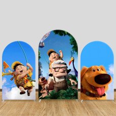 JY544  Disney Up Movie Arch Backdrop Cover, Blue Floral Elastic Fabric Arch for Kids Birthday, Baby Shower Decor