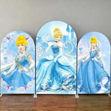 JY553  Cinderella Princess Arch Backdrop Cover, Elastic Fabric Arch for Girls Birthday Party, Photo Booth Decoration