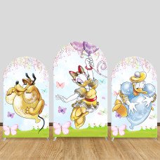 JY569  Donald Duck Daisy Pluto Balloon Arch Backdrop Cover, Elastic Fabric Arch for Kids Birthday Party, Photo Booth Decoration
