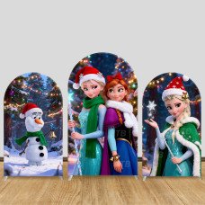 JY591  Elsa Anna Christmas Arch Backdrop Cover, Winter Wonderland Elastic Fabric Arch for Holiday Wedding, Baby Shower Decoration