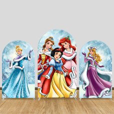 JY594  Disney Princess Winter Wonderland Arch Backdrop Cover, Elastic Fabric Arch for Girls Birthday, Holiday Party Decoration