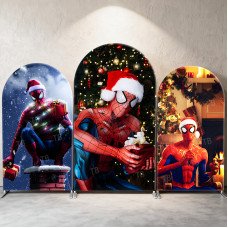 JY599  Spider-Man Christmas Gift Arch Backdrop Cover, Elastic Fabric Arch for Boys Holiday Party, Photo Booth Decoration