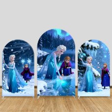 JY601  Frozen Elsa Anna Aurora Arch Backdrop Cover, Elastic Fabric Arch for Girls Birthday, Winter Party Decoration